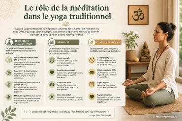 Le rôle de la méditation dans le yoga traditionnel : techniques, bénéfices et conseils pratiques