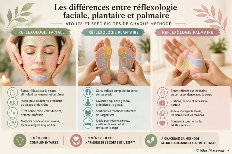 Réflexologie faciale, plantaire et palmaire : quelles différences et atouts pour votre bien-être ?