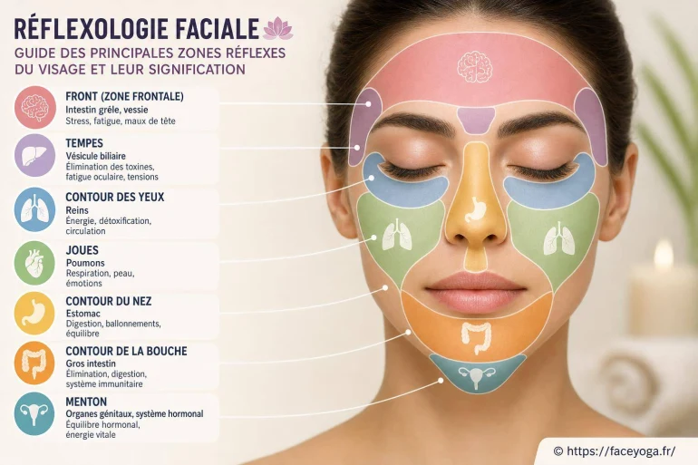 Réflexologie faciale : guide des principales zones réflexes du visage