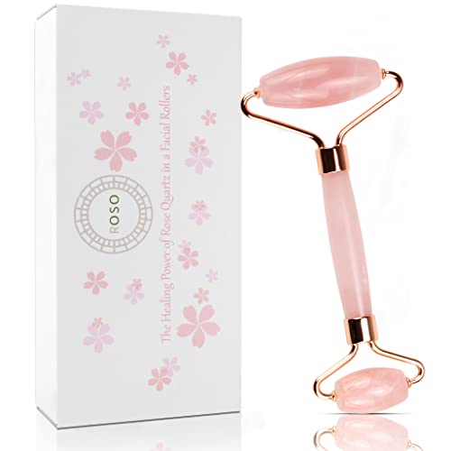 Jade Roller - Masseur Visage Quartz Rose pour Visage - Roule