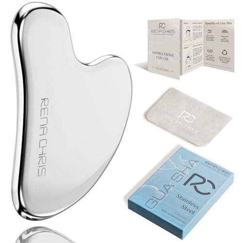 Rena Chris Gua Sha Visage - Acier Inoxydable,Guasha pour Scu
