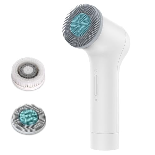 MYCARBON Brosse Nettoyante Visage Electrique IPX7 Etanche Microcirculation Bidirectionnelle Brosse Rotative Visage Rechargeable pour Nettoyage en Profondeur/Exfoliation/Massage/Soins Peau, Blanc