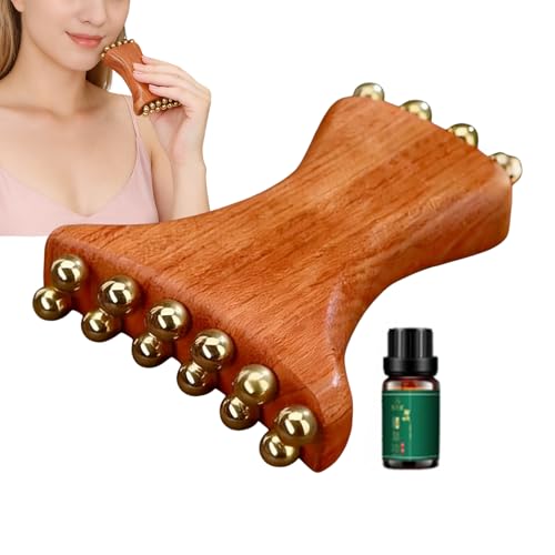 Gua Sha Outils pour le Visage Massageur en cuivre et bois