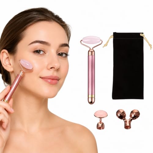 Beavorty Rouleau de Massage Facial Électrique en Pierre de J