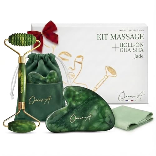 Kit Gua Sha Visage et Corps & Roller | Pierre De Jade Vert |