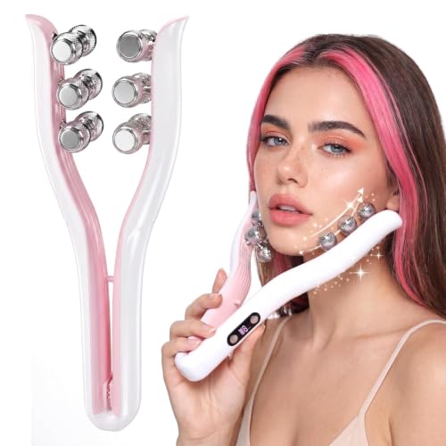 Masseur facial électrique avec 12 rouleaux, 3 modes, recharg