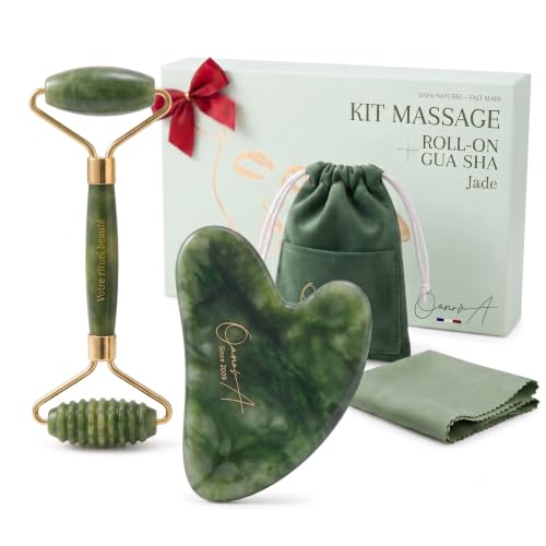 Kit Gua Sha Visage et Corps & Roller | Pierre De Jade Vert |